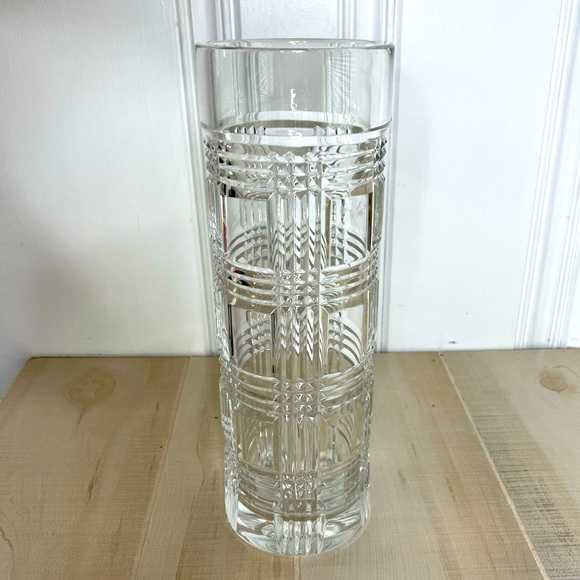 RALPH LAUREN Crystal GLEN PLAID Pattern Vase 12" Tall - RARE - Picture 3 of 9